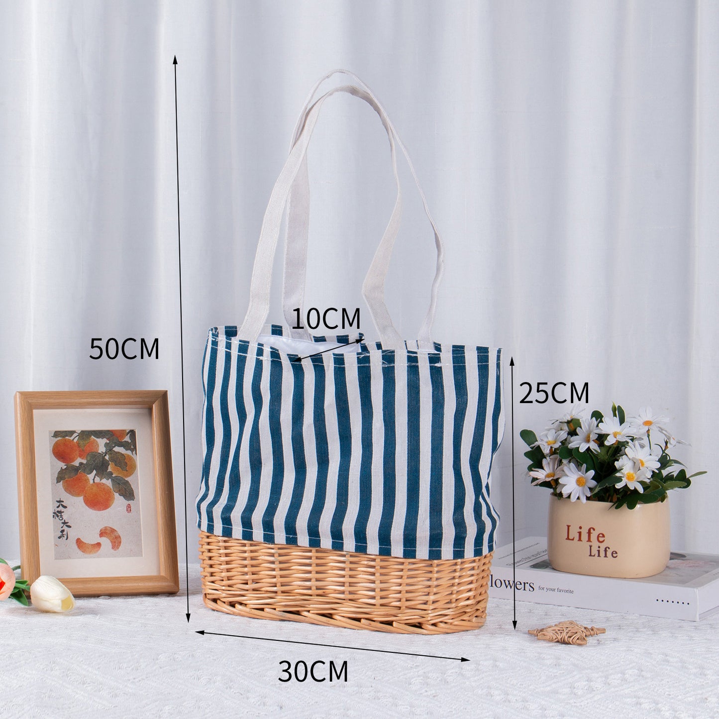 Wind Canvas Woven Stitching Fashion Portable Storage Women's Shoulder Bag