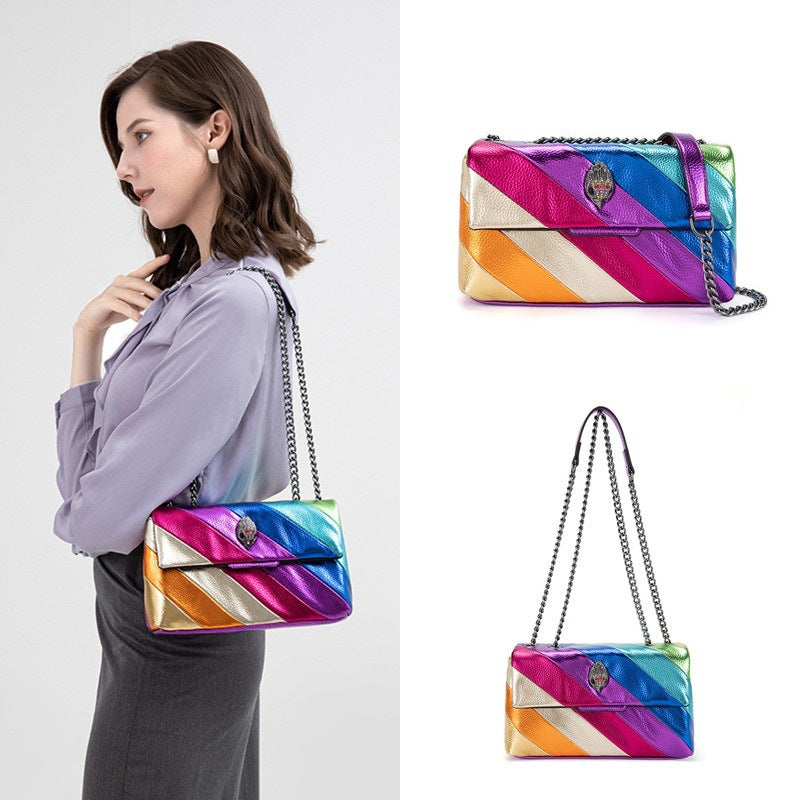 Women's Stitching Chain Rainbow Eagle Head Lion Bags