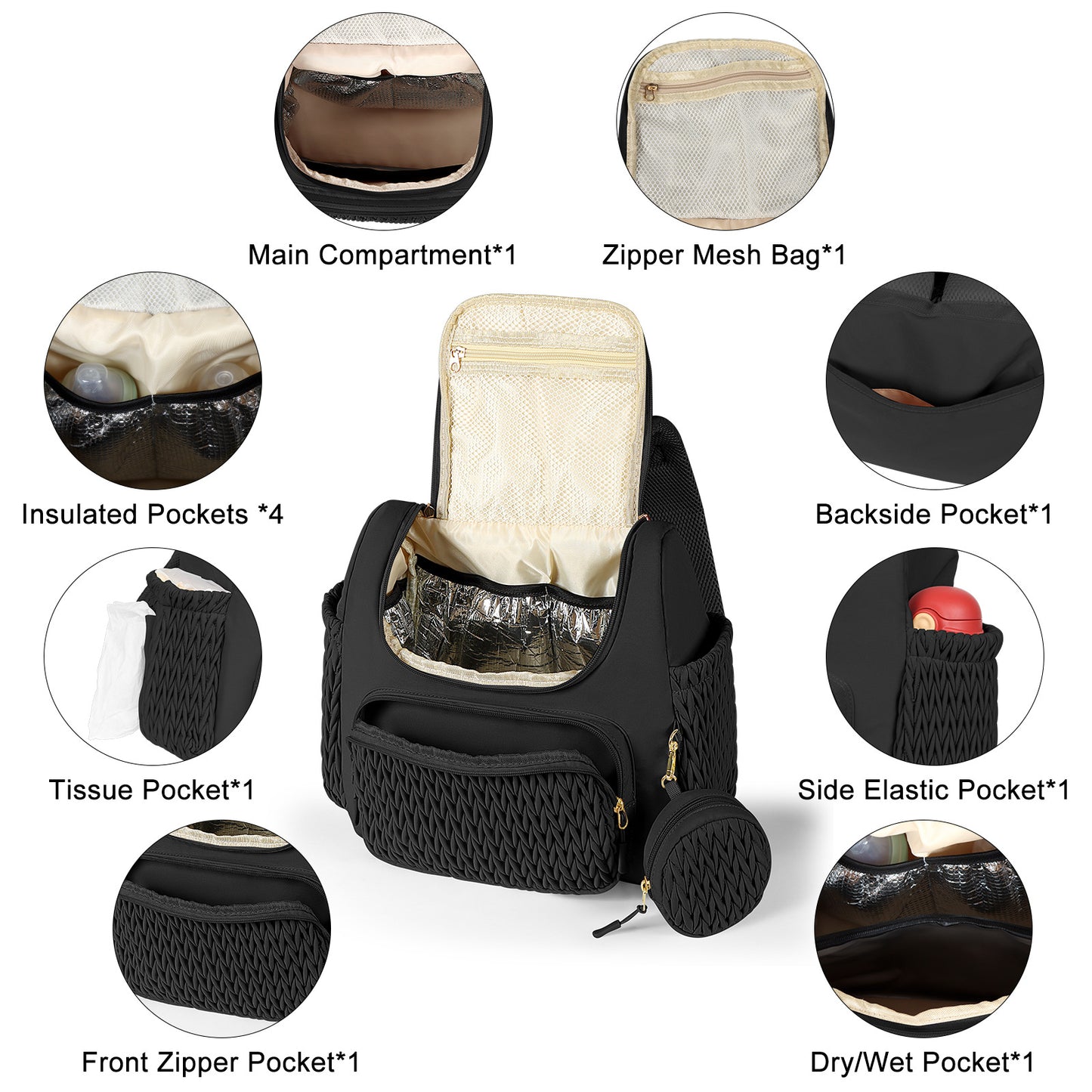 Quilted Multifunctional Stroller Pilch Pacifier Box Bags