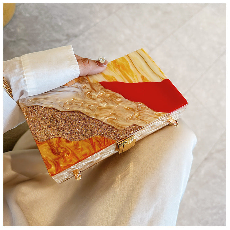 Women's Color Contrast Patchwork Acrylic Wedding Party Bags