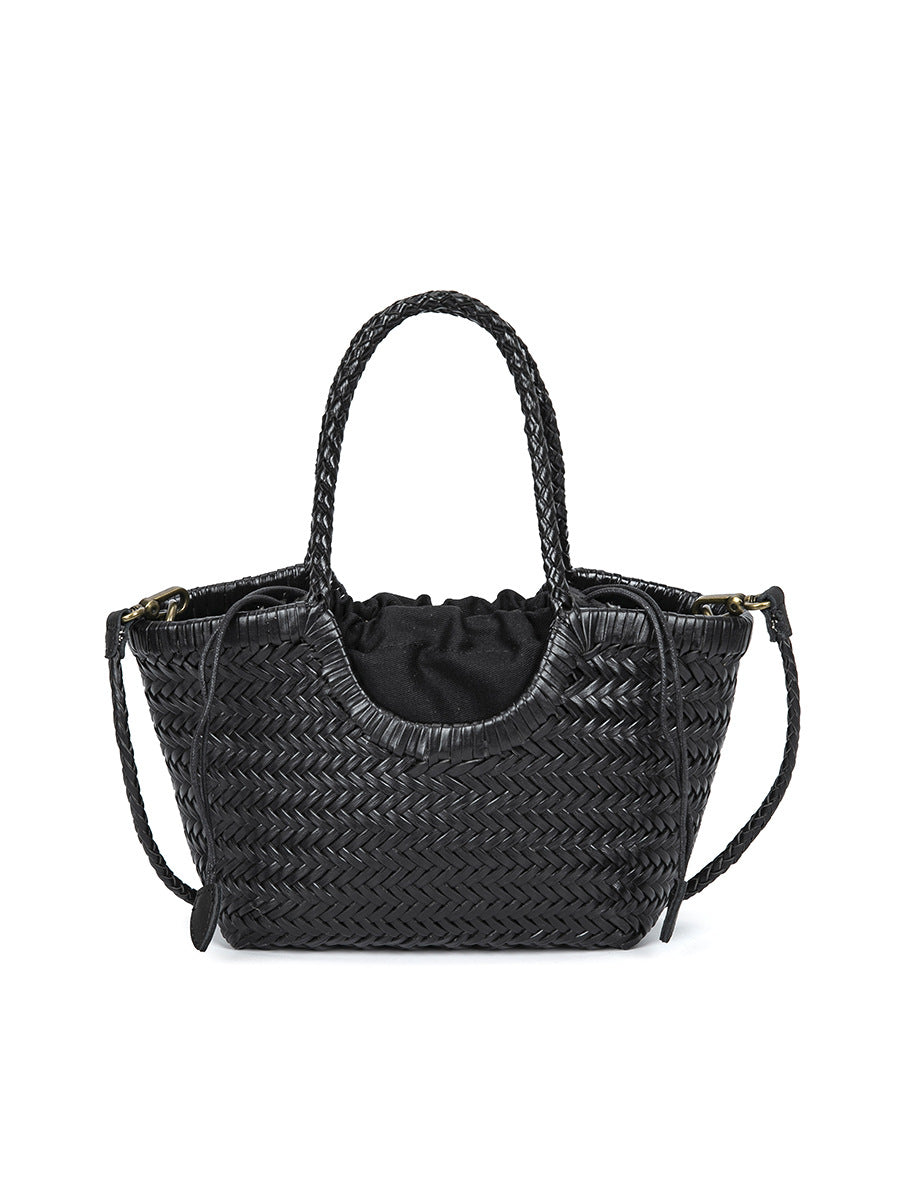 Women's Woven Vegetable Basket Vintage Leather Vacation Women's Messenger Bag