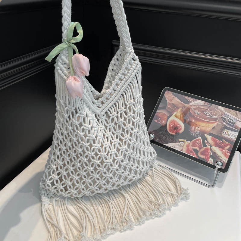 Style Woven Large Capacity Straw Burst Seaside Vacation Beach Shoulder Bags