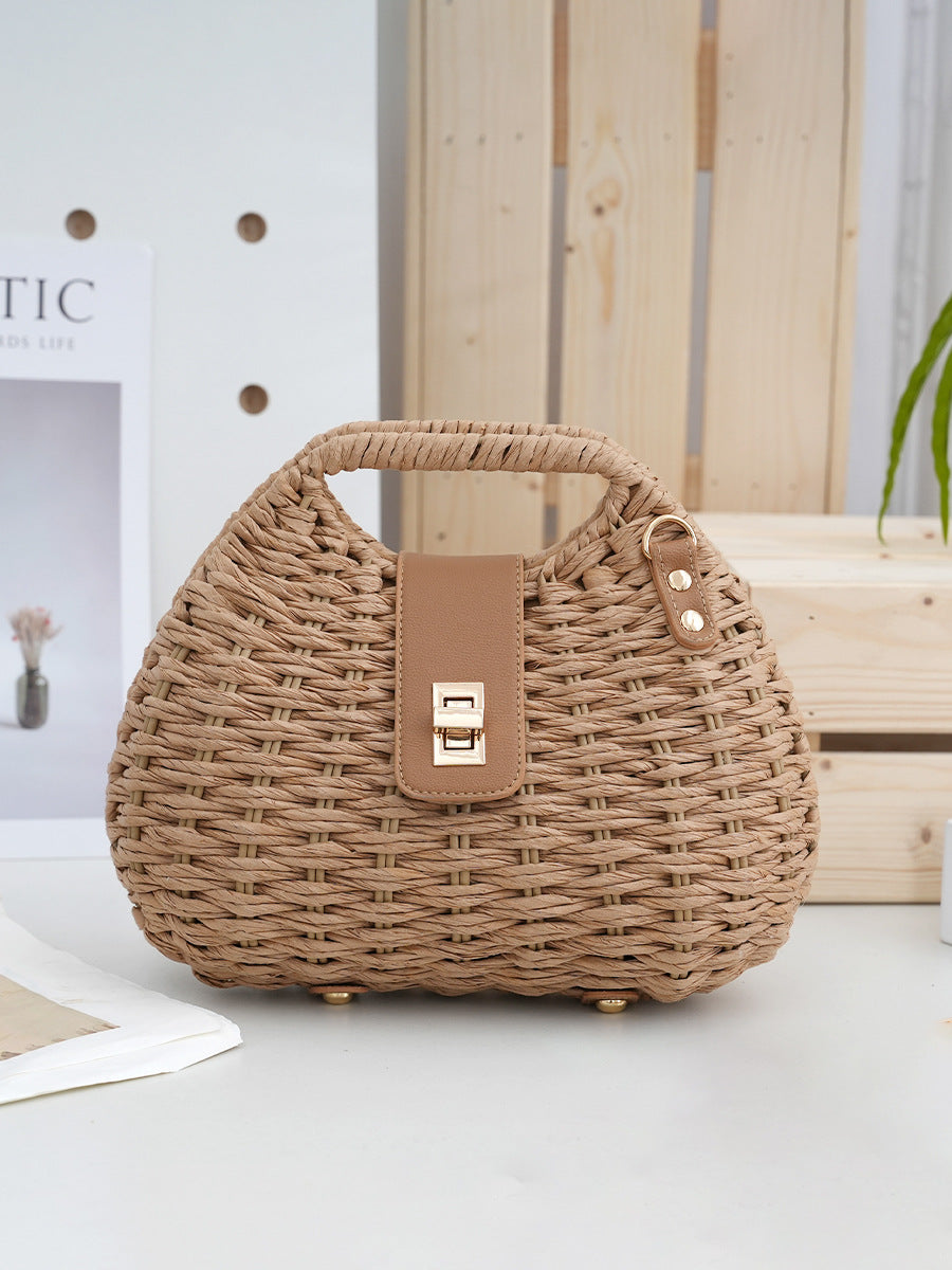 Style Simple Shell Autumn Cover Vacation Leisure Straw Women's Messenger Bag