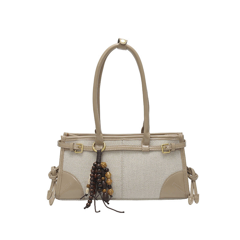 Women's Canvas Contrast Color Stitching Leather Lighter Car Style Daily Women's Handbag