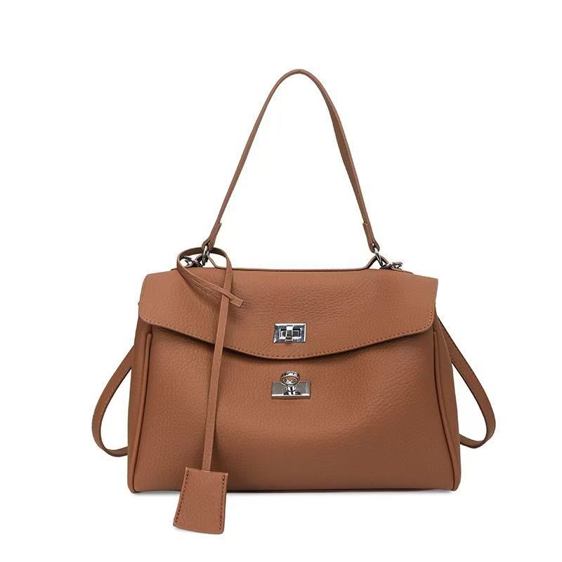 Women's Textured Lychee Pattern Soft Leather Large Bags