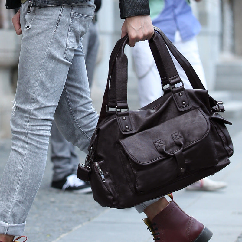 Men's Traveling Leather Trendy Large Capacity Men's Bags
