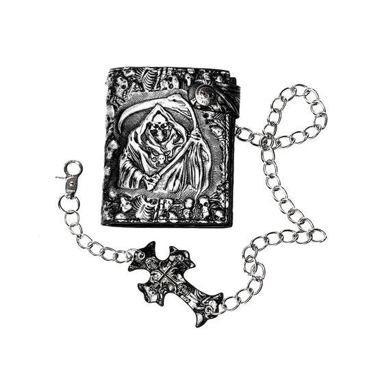 Men's Rock Personality Skull Death Short Chain Men's Wallet