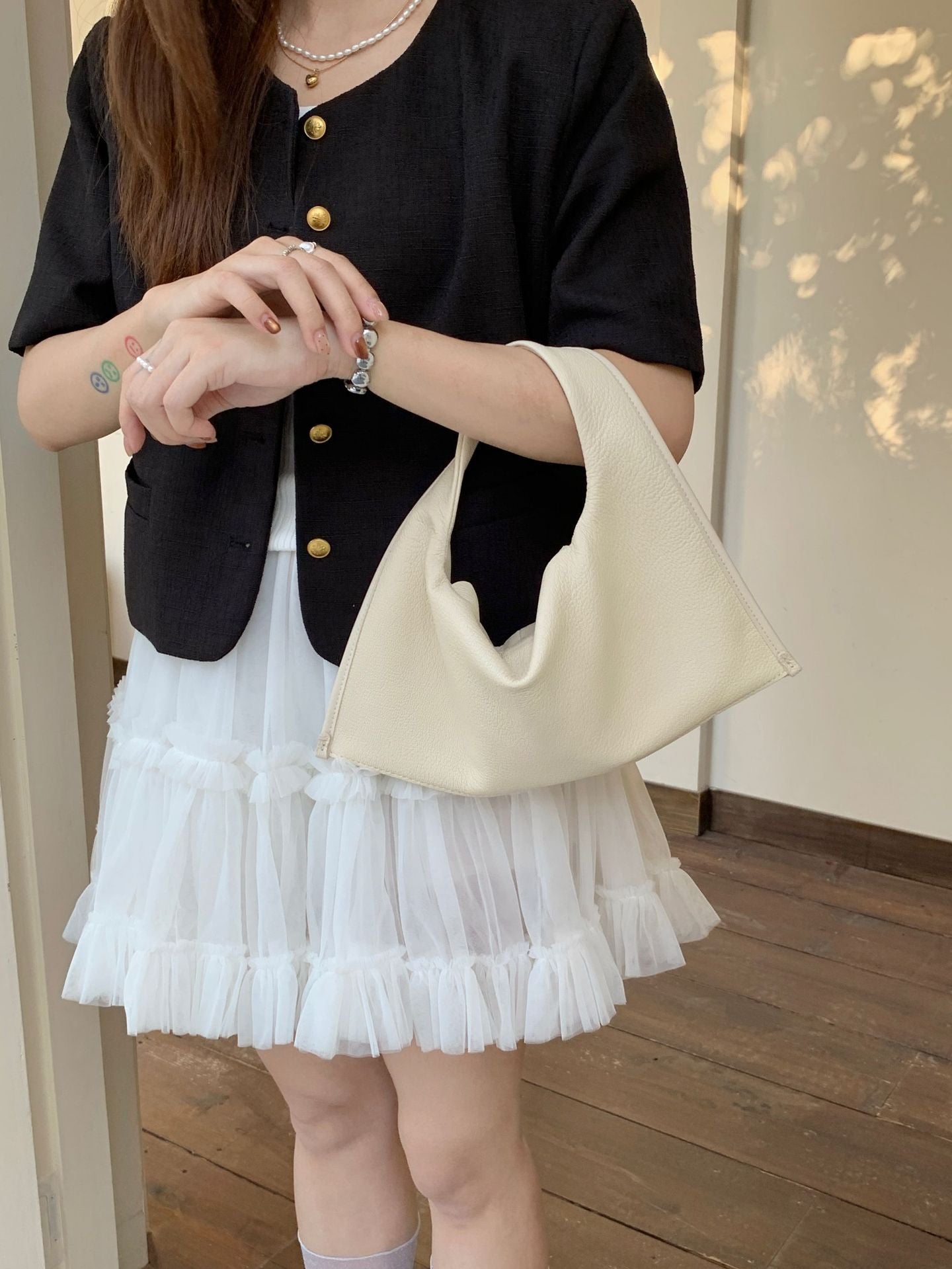 Sheepskin Minimalist Triangle Mini Exquisite Genuine Women's Handbag