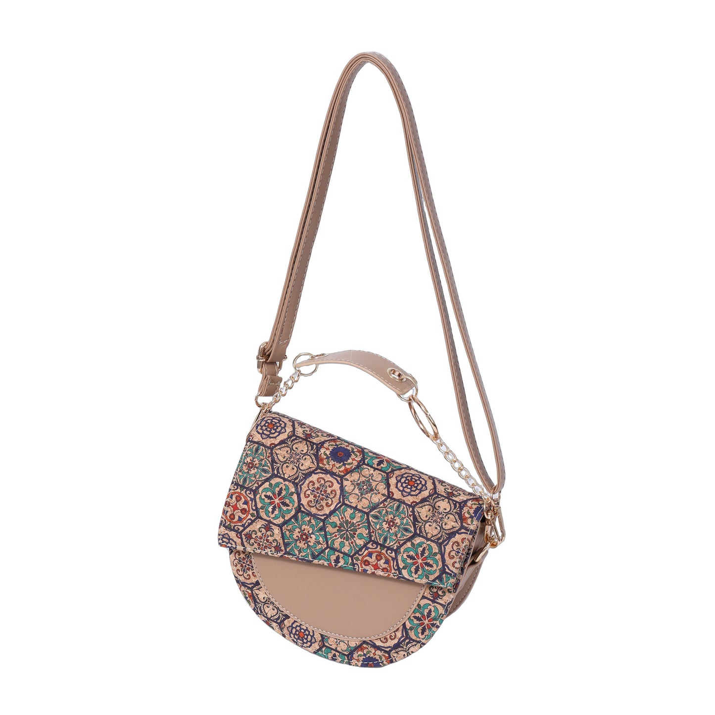 Women's Tree Leather Stitching Saddle Wooden Lining Women's Messenger Bag