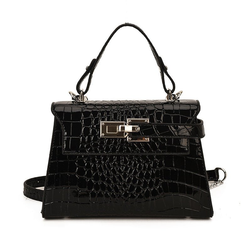 Women's Retro Simple Crocodile Pattern Kelly Contrast Color Texture Small Square Bag
