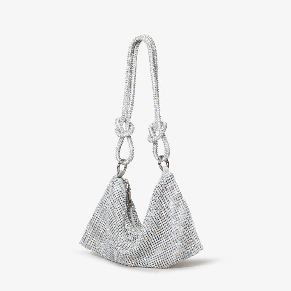 Studded Hand Crystal Metal Sequins Full Rhinestone Dumpling Underarm High Women's Handbag