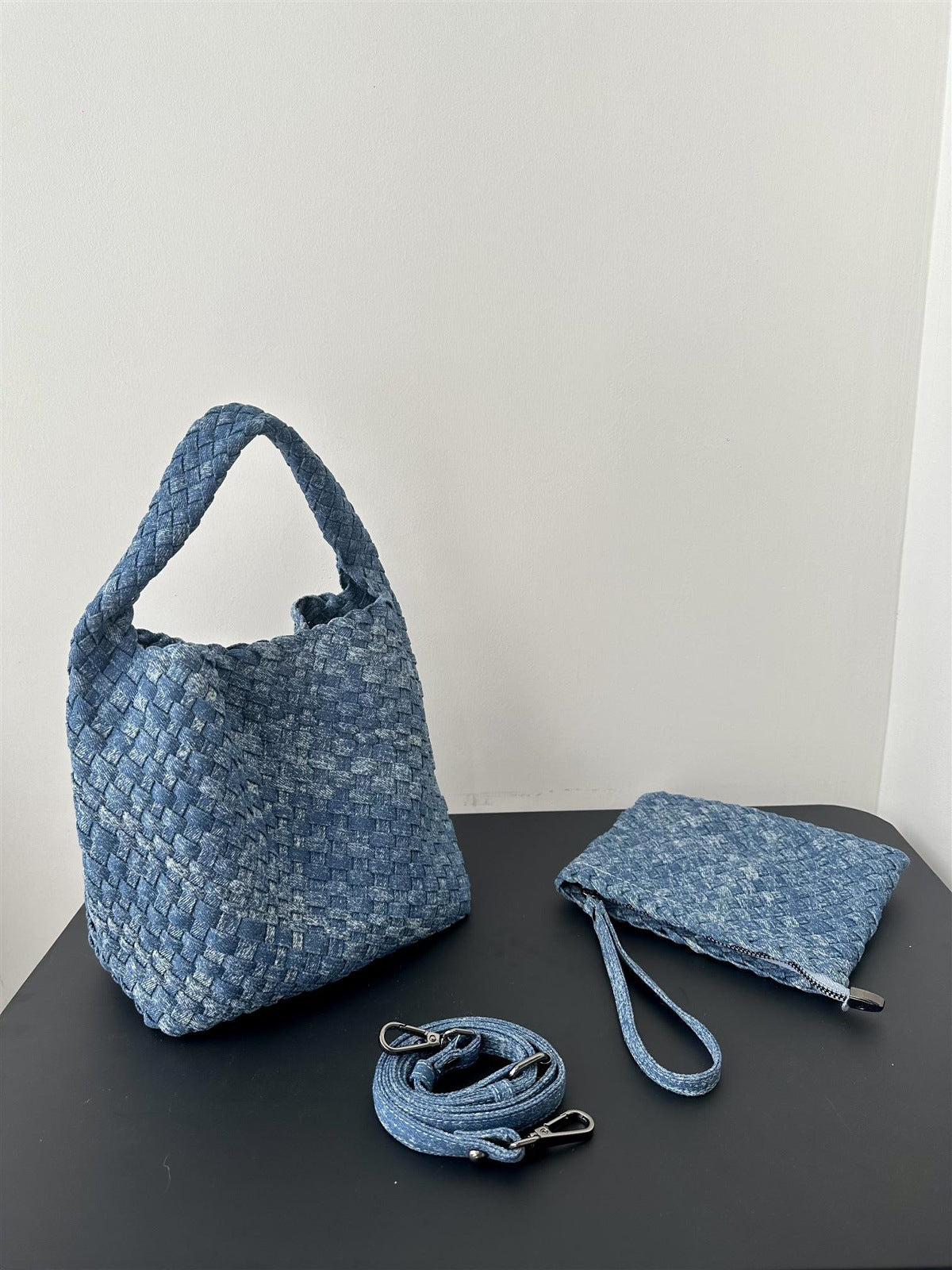 Denim Woven Large Capacity High-grade Hand-held Underarm Cross Women's Shoulder Bag