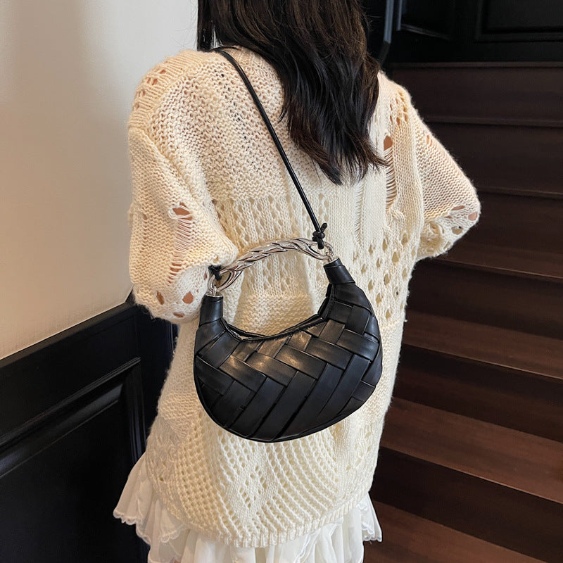 Light Luxury Portable Moon Fashion Woven Suede Versatile High Shoulder Bags