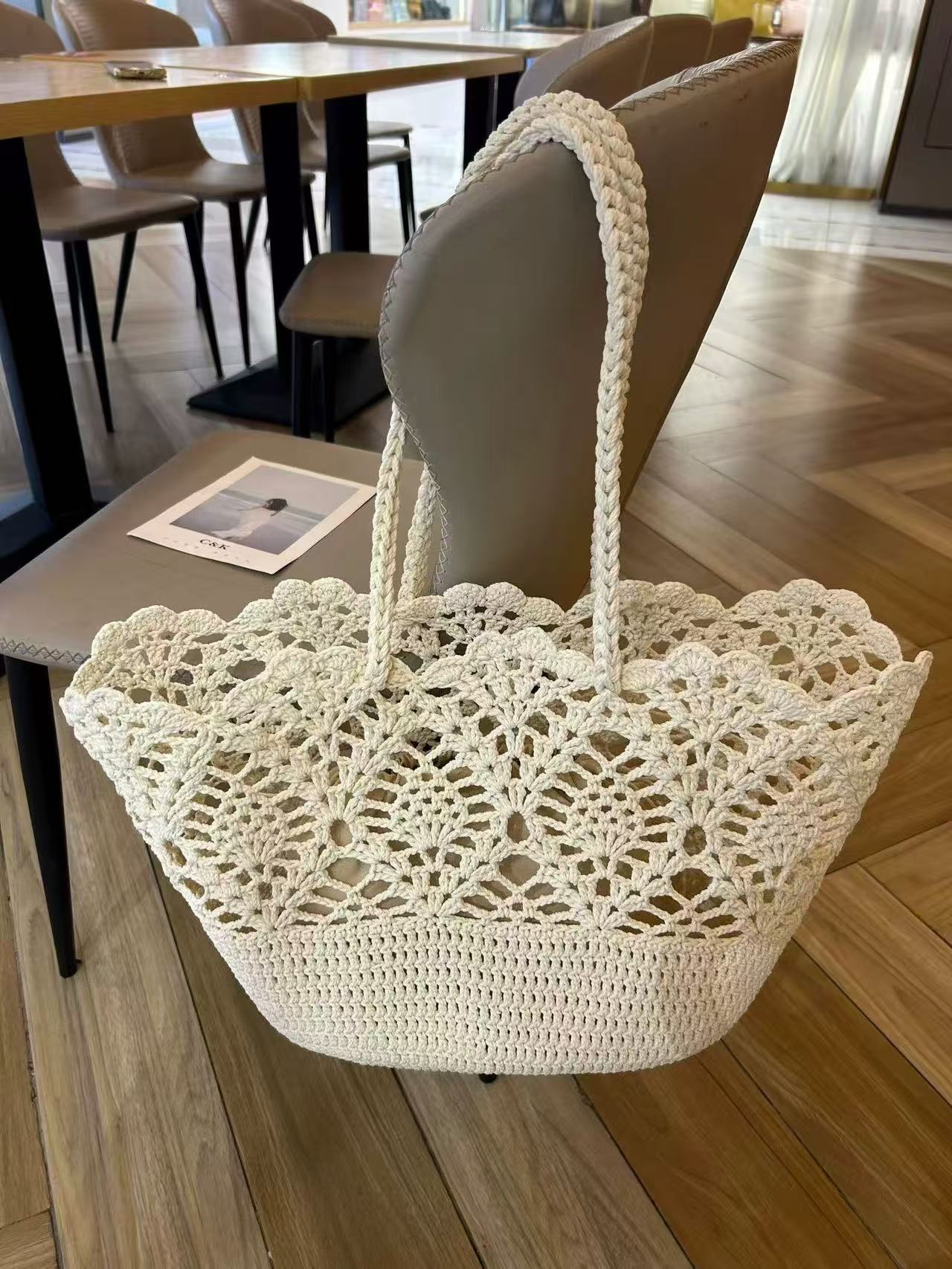 Women's Rope Handmade Crocheted Woven Bale Of Cotton Knitted Handbags