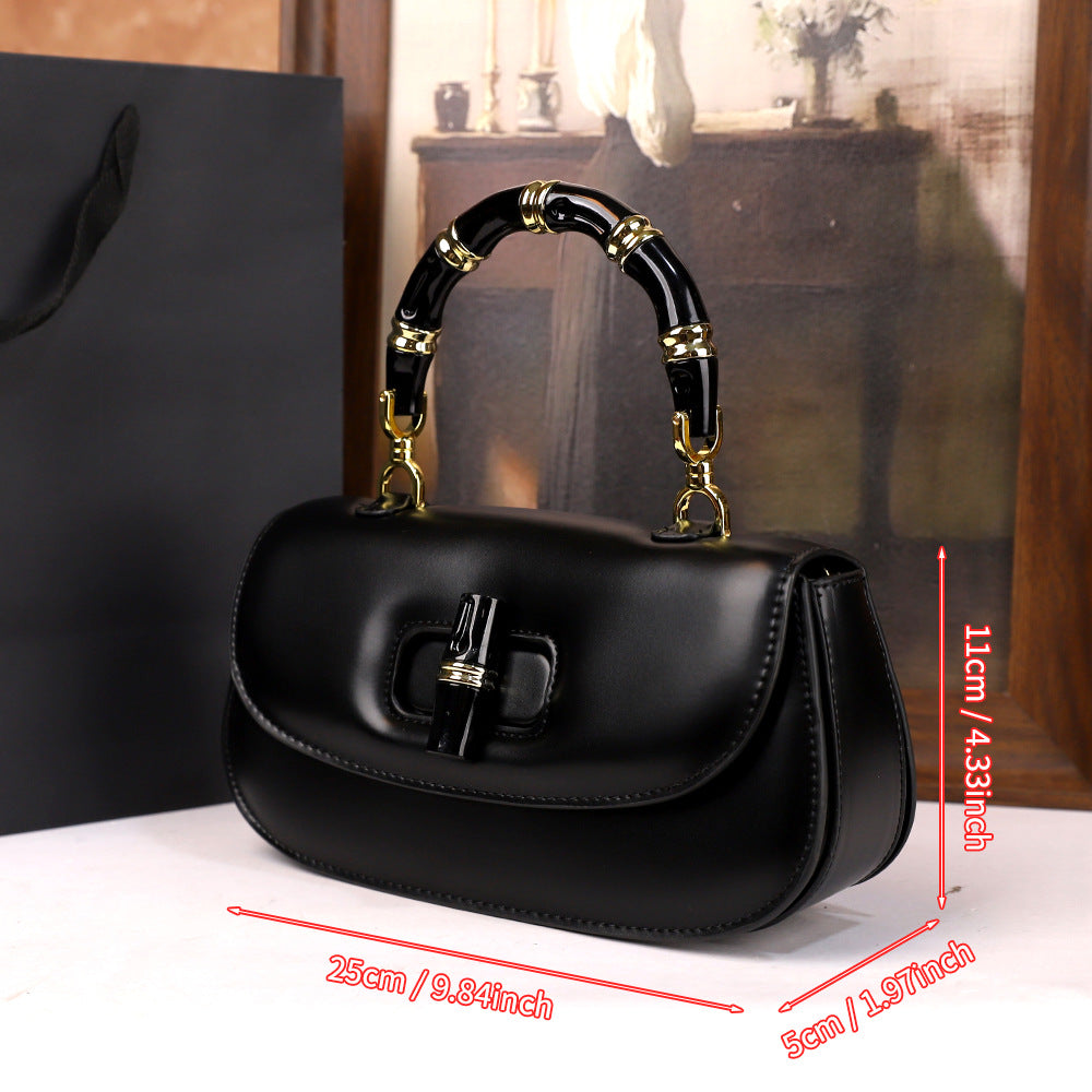 Hand Holding Saddle Bamboo Joint Design Women's Handbag