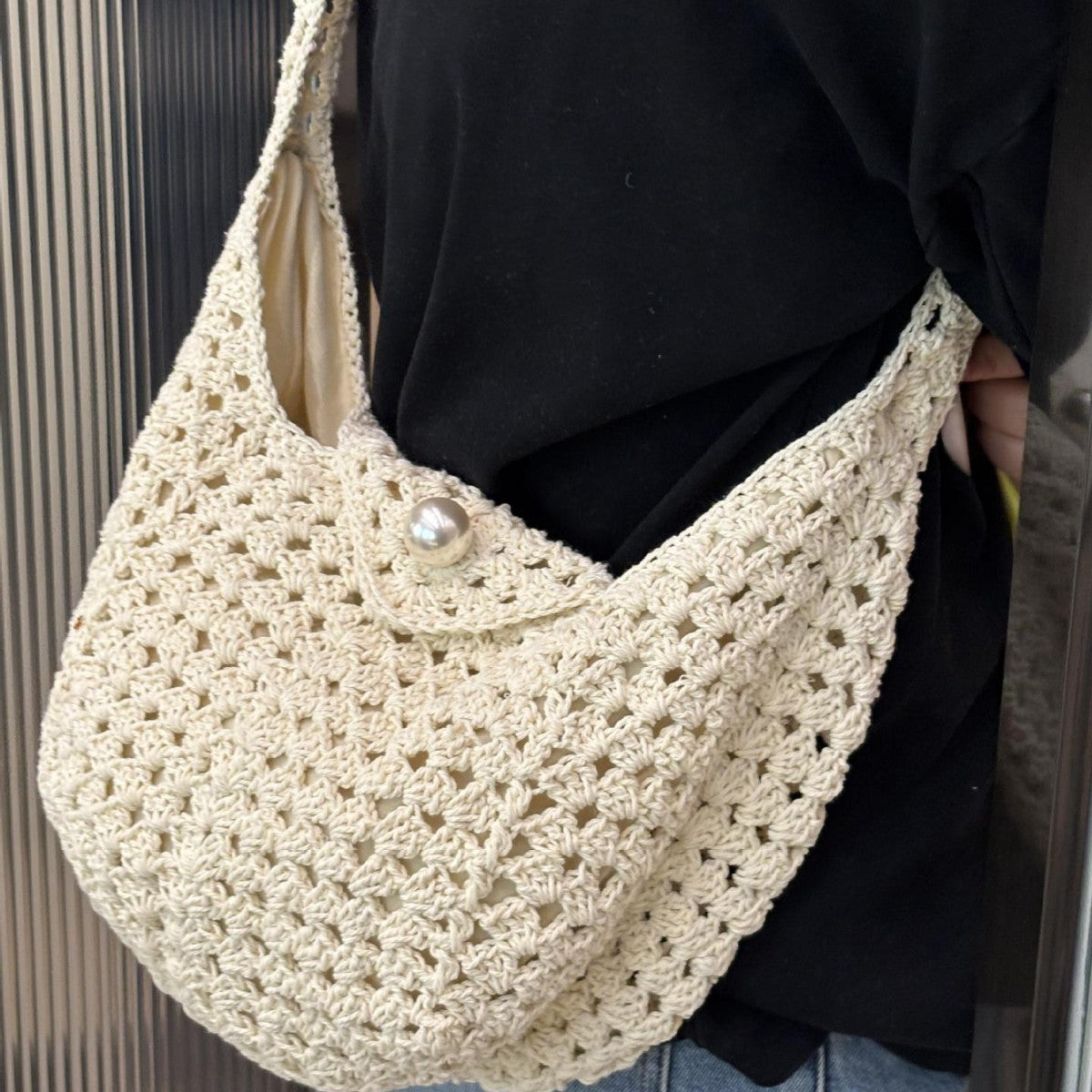 Idle Style Large Capacity Totes High-grade Woven Commuter Crocheted Postman Women's Messenger Bag