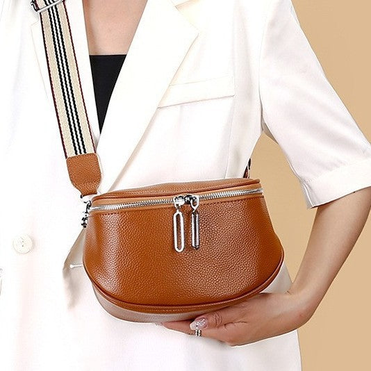 Women's Genuine Leather Saddle Fashion Simple Minority Women's Chest Bag, Fanny Pack