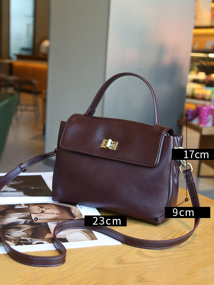 Women's Genuine Leather High-grade Retro Fashion Commuter Women's Messenger Bag