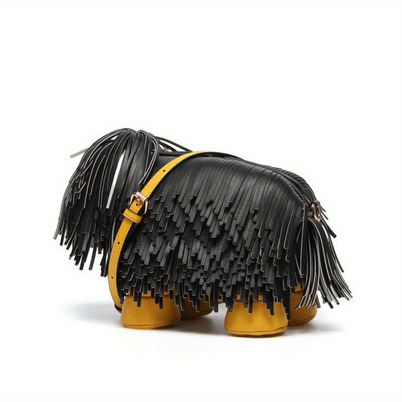 Cute Creative Funny Dog Personality Design Shepherd Tassel Handbags