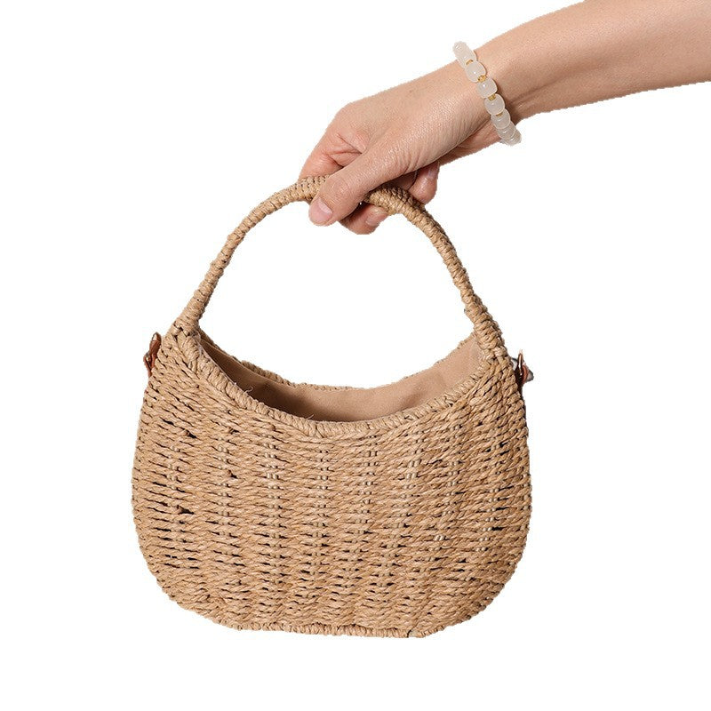 Women's Flower Basket Straw Cute Hand Carrying Three-dimensional Woven Women's Shoulder Bag