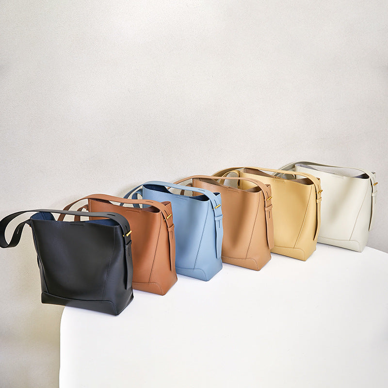 Women's Cowhide Genuine Leather High-grade Large Capacity Bucket Bags
