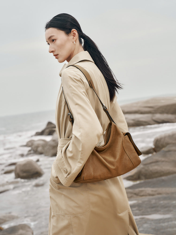 Xi Vegetable Tanned Sheepskin Large Capacity Women's Shoulder Bag