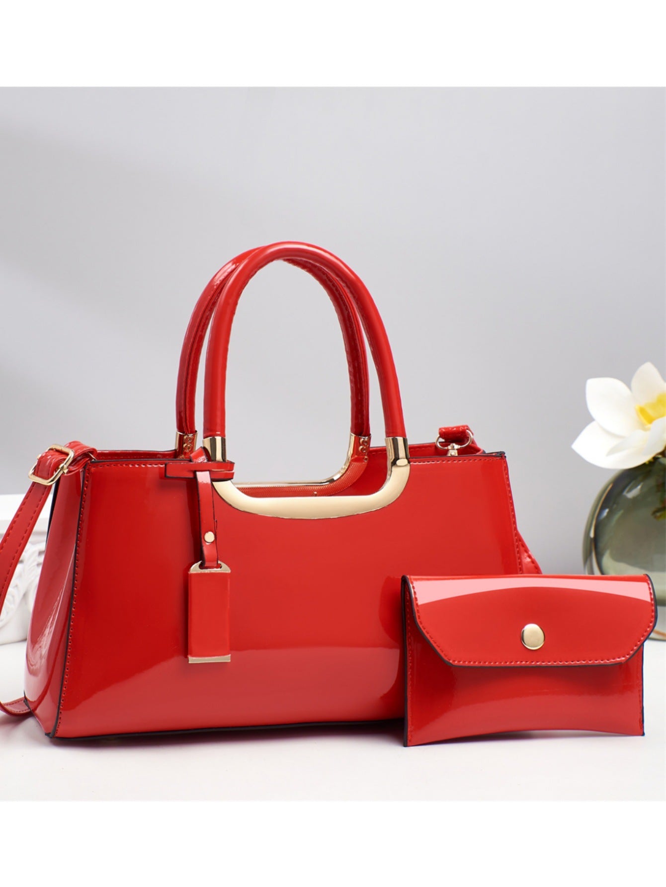 Women's Large Capacity Textured Bright Leather Light Women's Handbag