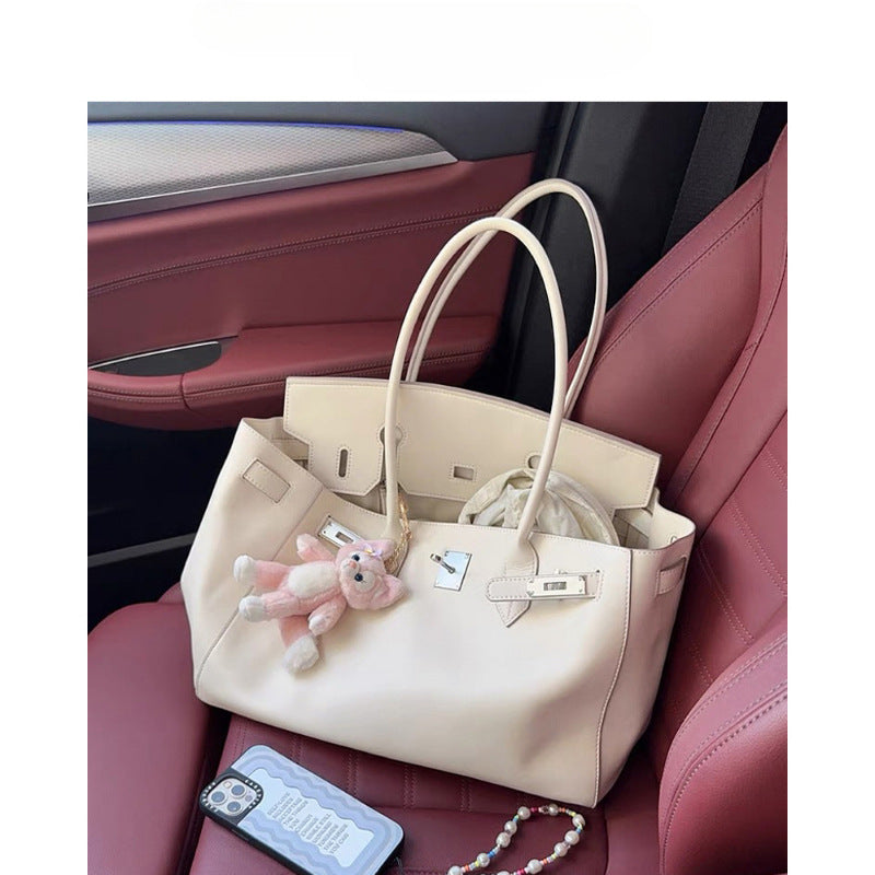 Women's Underarm White Large Capacity Commuter Soft Women's Shoulder Bag