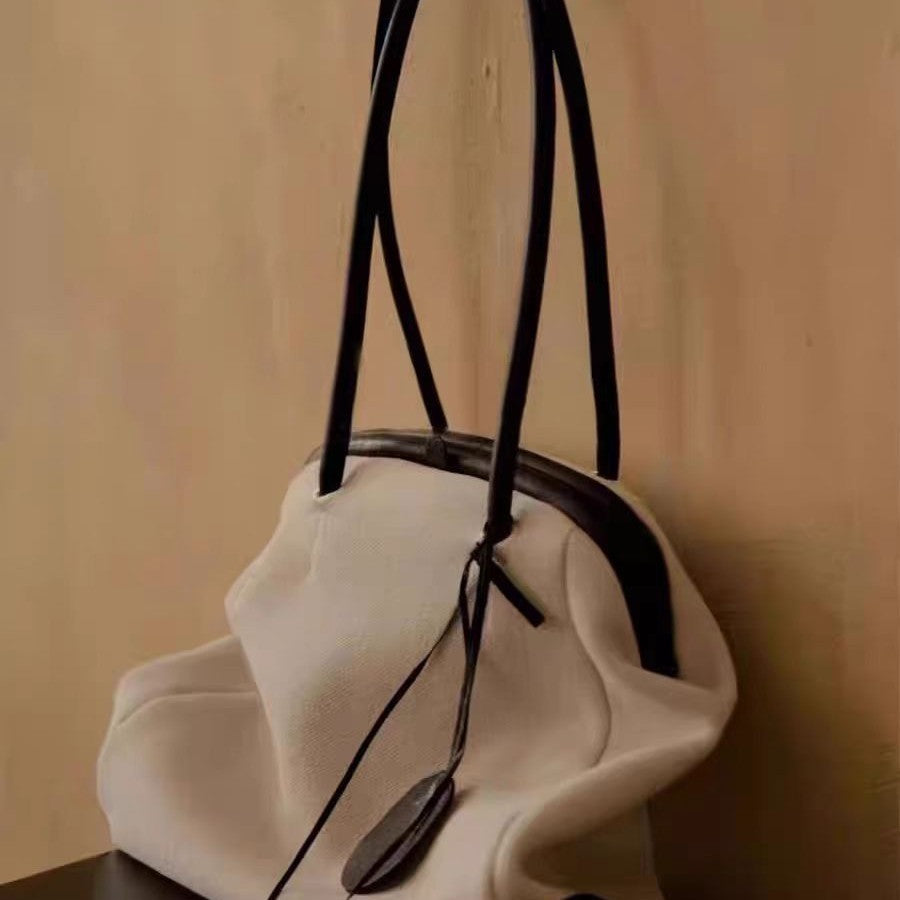 Women's Black Large Capacity Clip Light Luxury Minority High-grade Women's Shoulder Bag