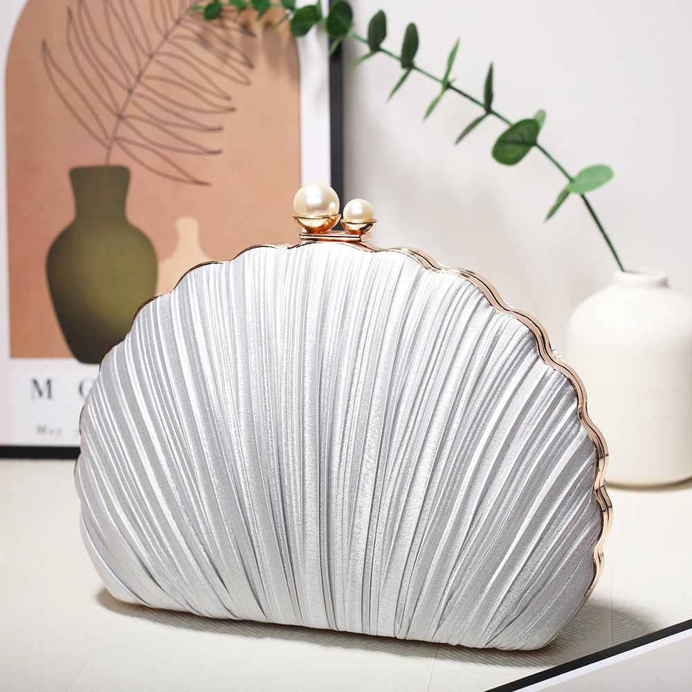 Glamorous Shell Pleated Clutch Banquet Dress Dinner Bag