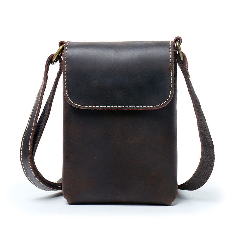 Men's First Layer Cowhide Crazy Horse Leather Men's Shoulder Bag