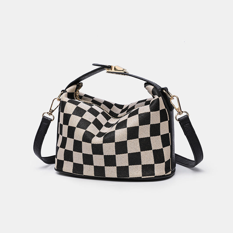 Women's Plaid Lunch Box Design Simple Retro Small Square Bags