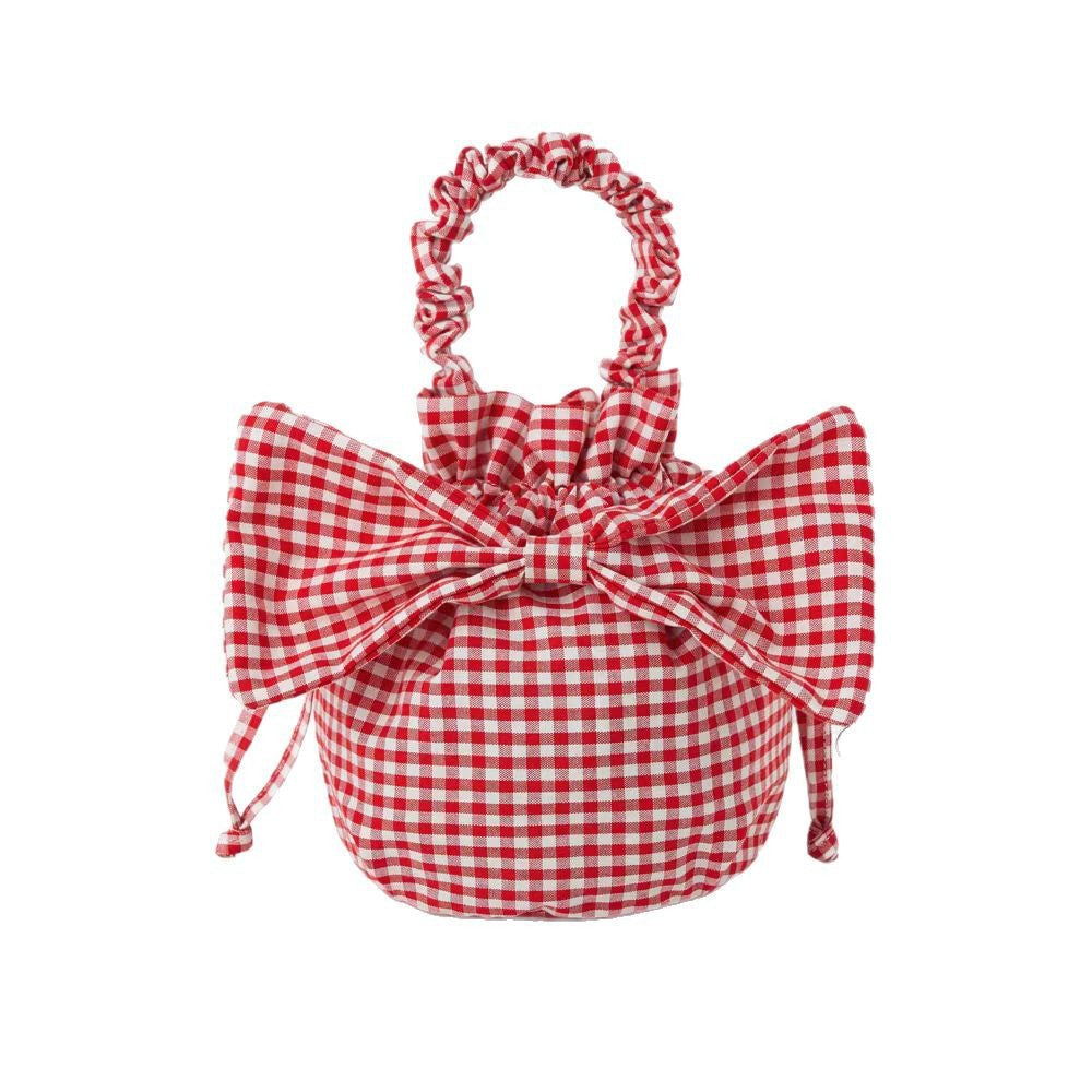 Version Korean Style Big Bow Plaid Women's Handbag