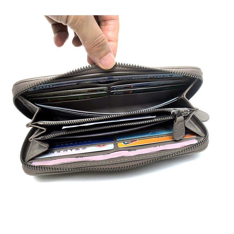 Women's & Men's Leather Korean Style Hand-woven Sheepskin Long Purses