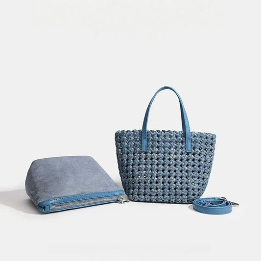 Women's Hand-woven Korean Style Fashion Simple Jean Handbags