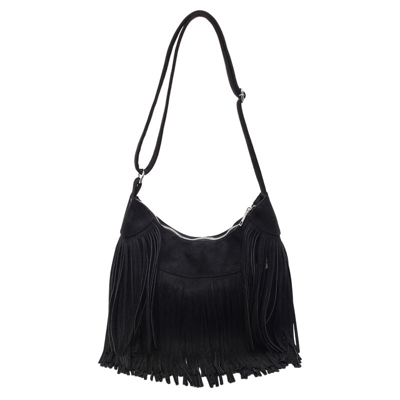 Women's Retro Large Capacity Tassel Personality Underarm Women's Shoulder Bag
