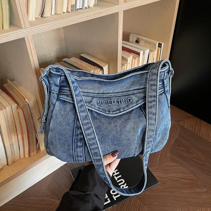 Women's Denim Picnic Large Capacity Commuter Shopping Daily Tote Bags