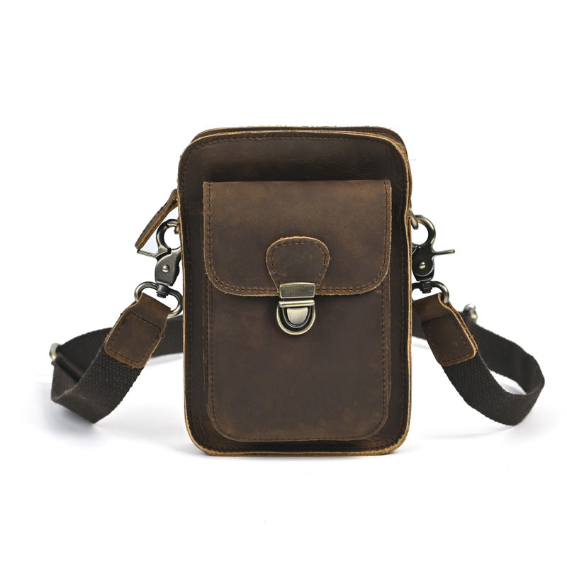 Men's Top Layer Crazy Horse Skin Wear Phone Bags