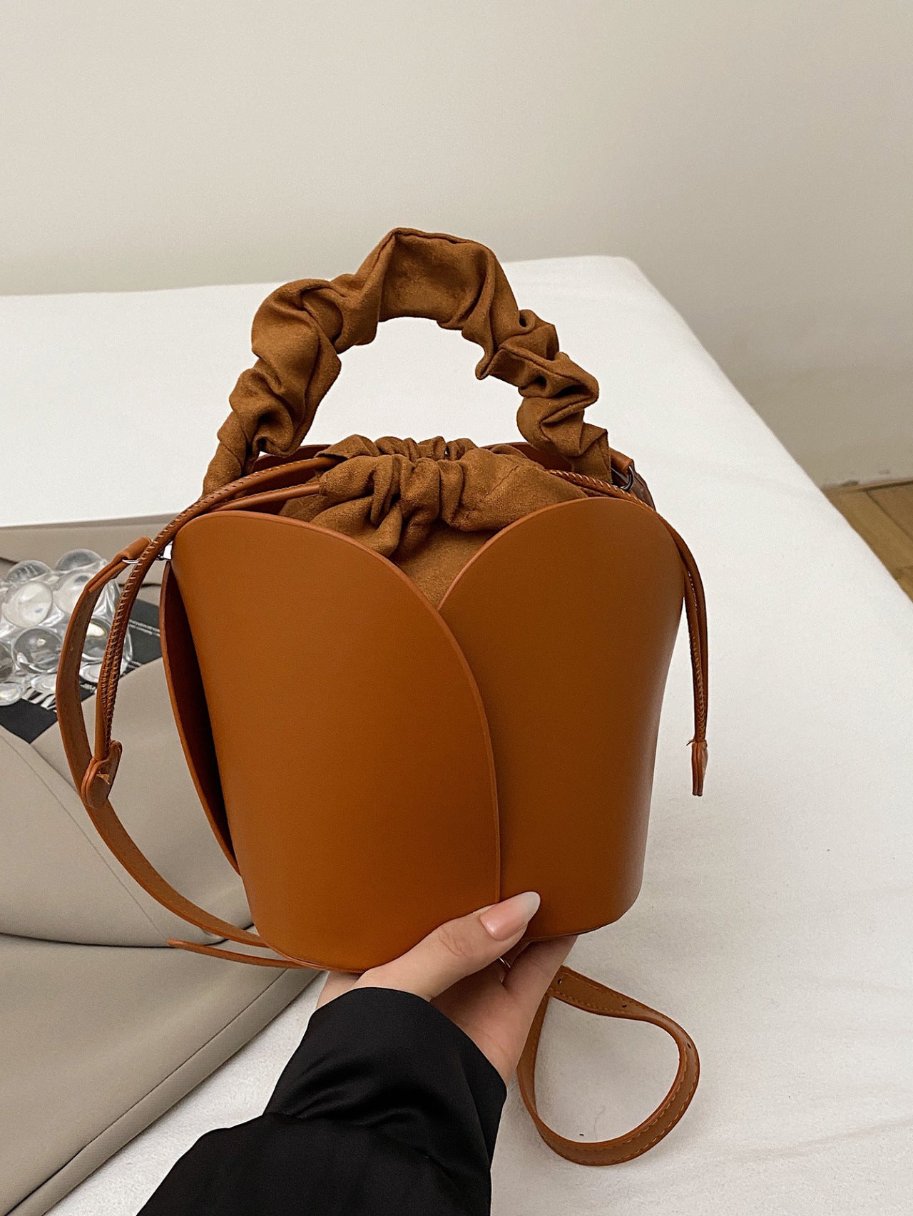 Women's Hand Carrying Large Capacity Red Petal Handbags