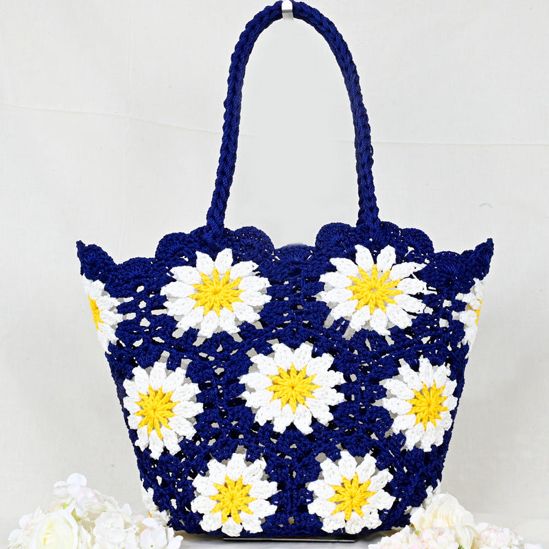 Women's Mini Oval Patchwork Hand-woven Crocheted Cotton Soft Women's Handbag