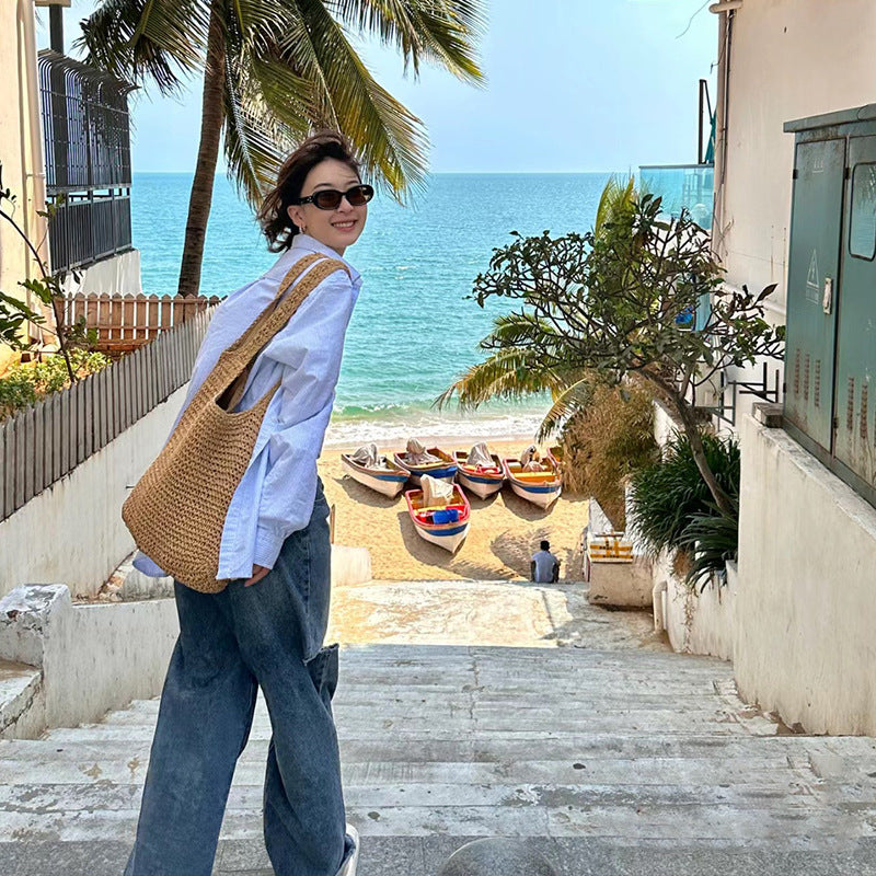 Summer Large Capacity Straw Female Canvas Bags