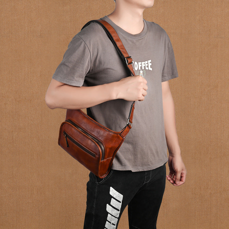 Men's Cattle Leather Genuine Storage Cowhide Vintage Men's Shoulder Bag