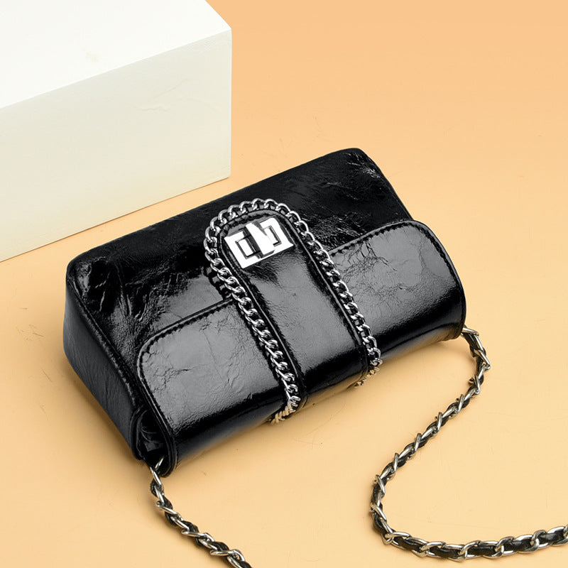 Women's Chain Solid Color Patent Leather High Women's Shoulder Bag