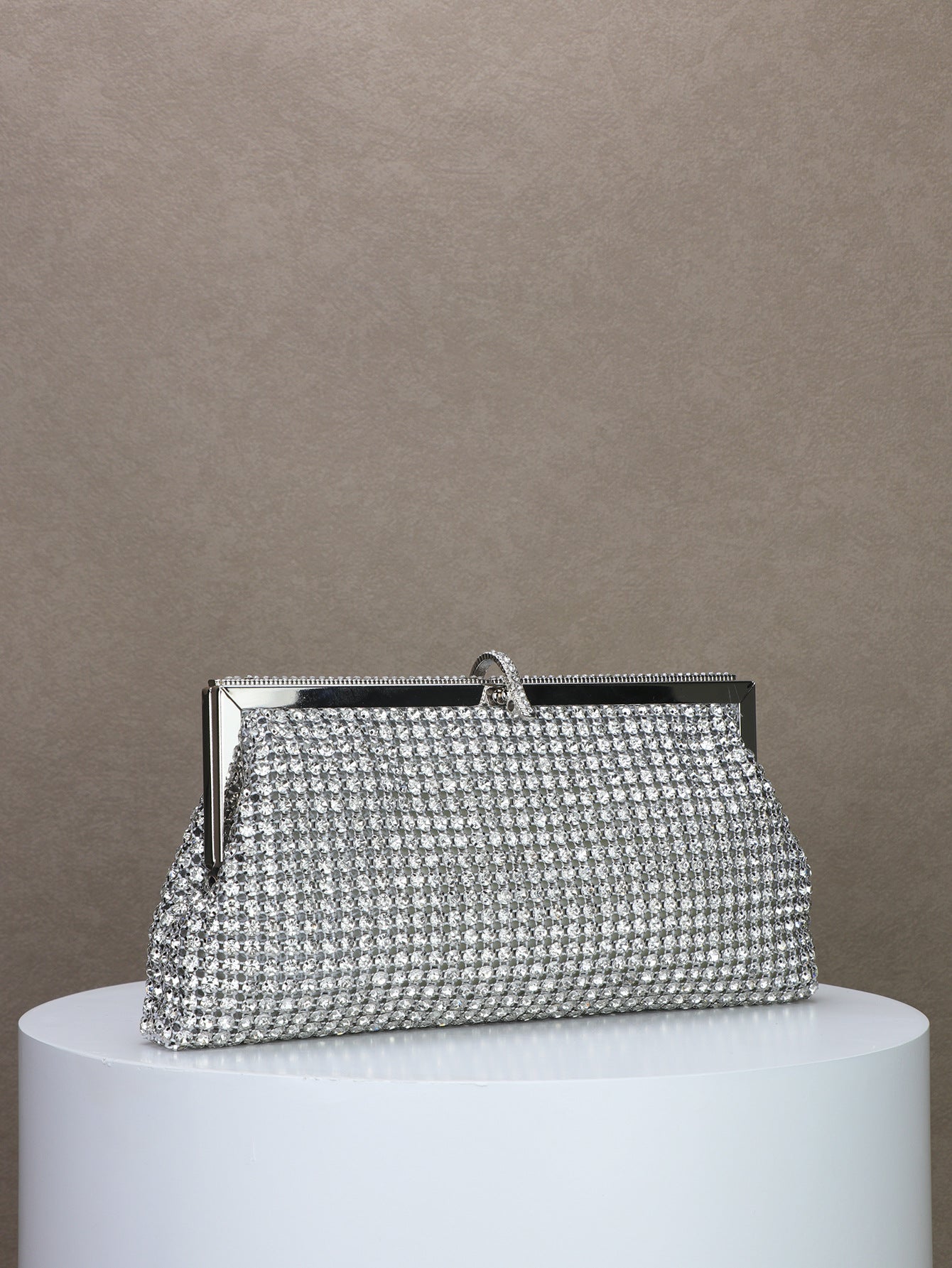 Handmade Rhinestone Buttons Clutch Banquet Diamond Dinner Bag