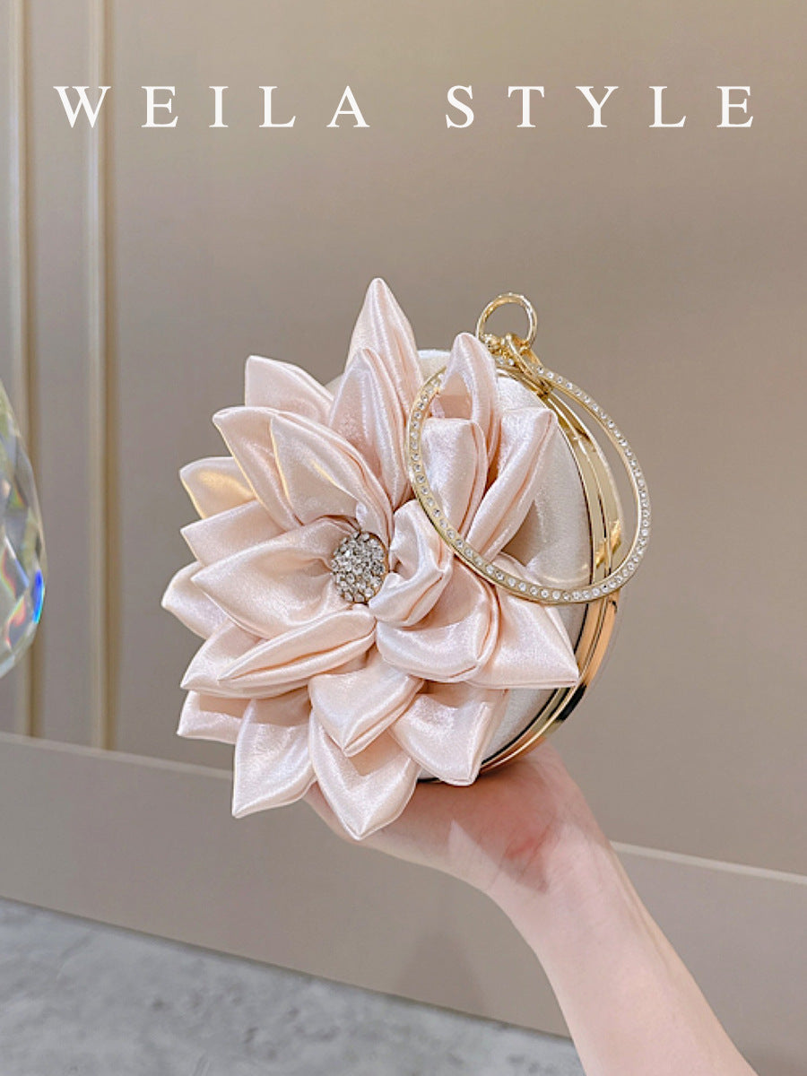 Female Wedding Diamond Three-dimensional Flower Dress Dinner Bag