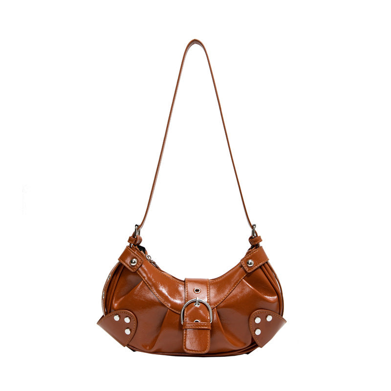 Women's Fashion Underarm Motorcycle Korean Style Soft Leather Bags
