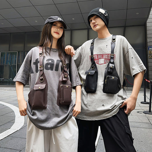 Men's Vest Fashion Design Sense Motorcycle Retro Men's Chest Bag
