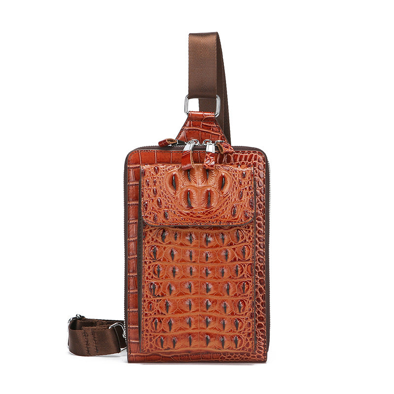 Men's Retro Fashion Crocodile Pattern Personality Multifunctional Shoulder Bags