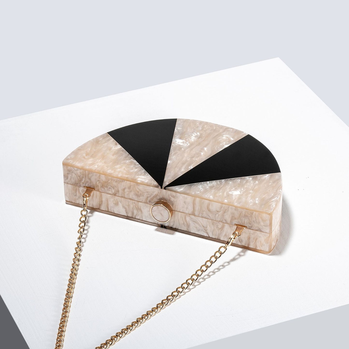 Women's Semicircle Stitching Acrylic Fashion Wedding Clutch Dinner Bag