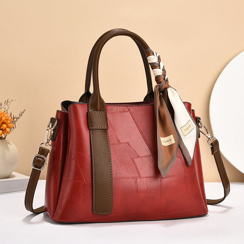 Women's Retro Fashion Mom Texture Embossed Large Women's Handbag